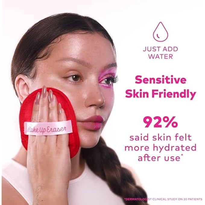 Makeup Eraser الأصلي ، مجموعة 7 أيام ، امسح كل المكياج باستخدام الماء فقط ، بما في ذلك الماسكارا المقاومة للماء ، كحل العين ، الأساس ، أحمر الشفاه ، واقي الشمس ، والمزيد! حقول الفراولة ، 7 قطع. - Image 4